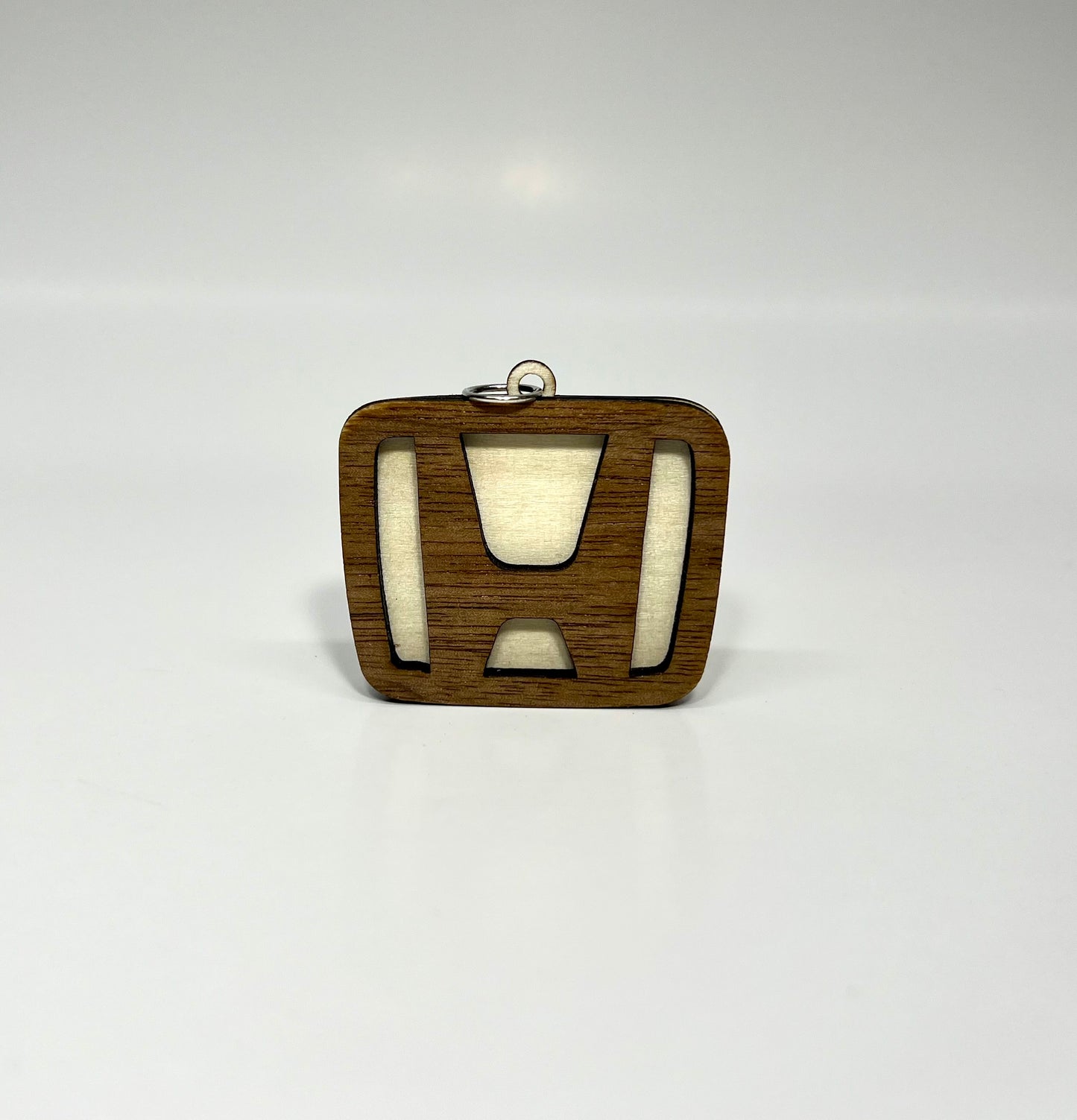 Layered Walnut & Basswood Car Logo Keychain