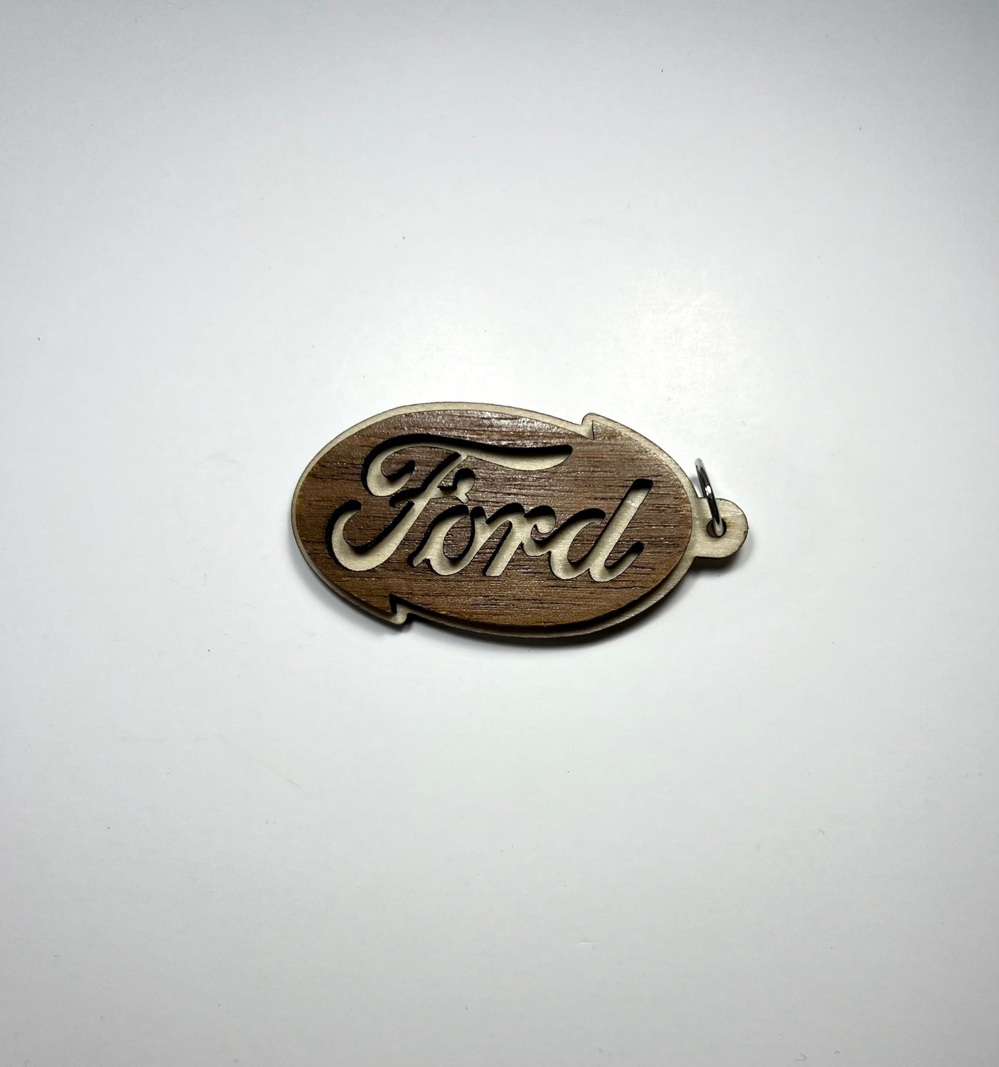 Layered Walnut & Basswood Car Logo Keychain