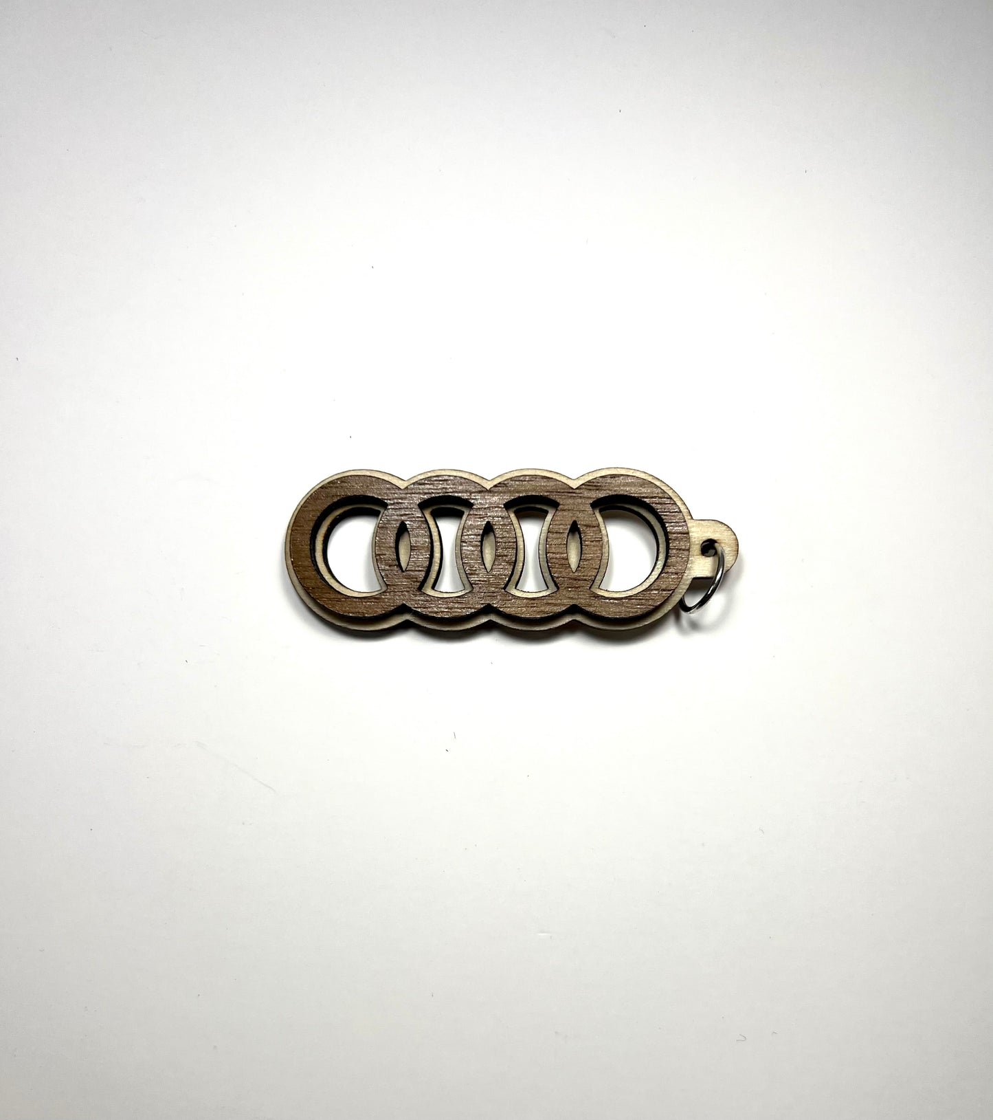 Layered Walnut & Basswood Car Logo Keychain
