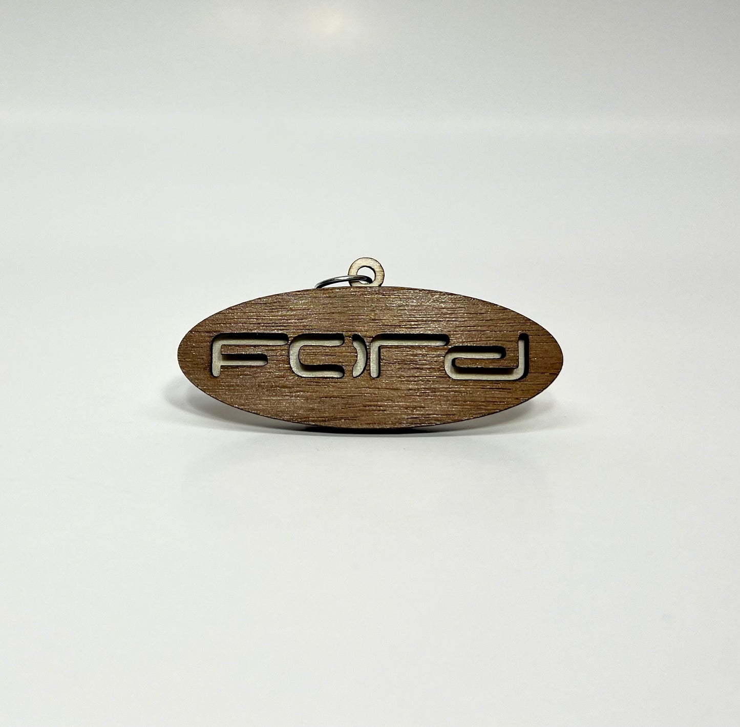 Layered Walnut & Basswood Car Logo Keychain