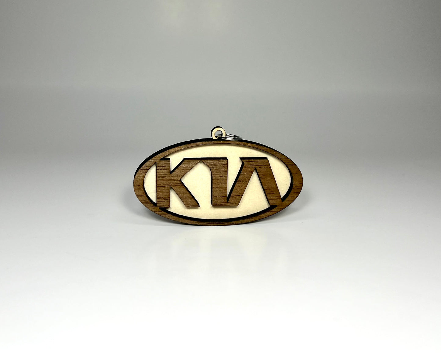 Layered Walnut & Basswood Car Logo Keychain