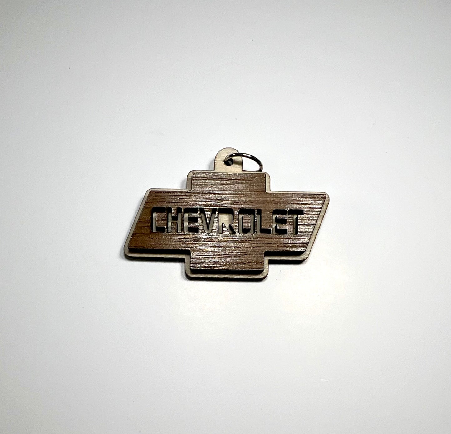 Layered Walnut & Basswood Car Logo Keychain