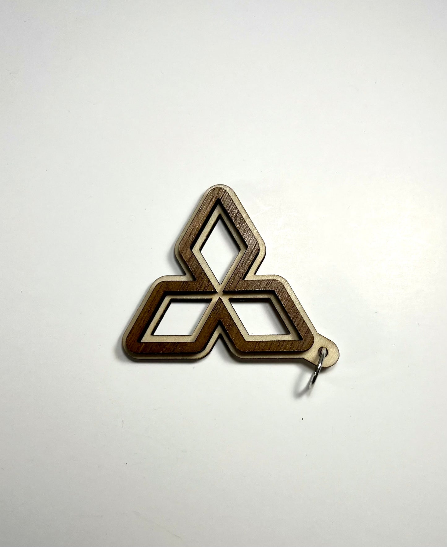 Layered Walnut & Basswood Car Logo Keychain
