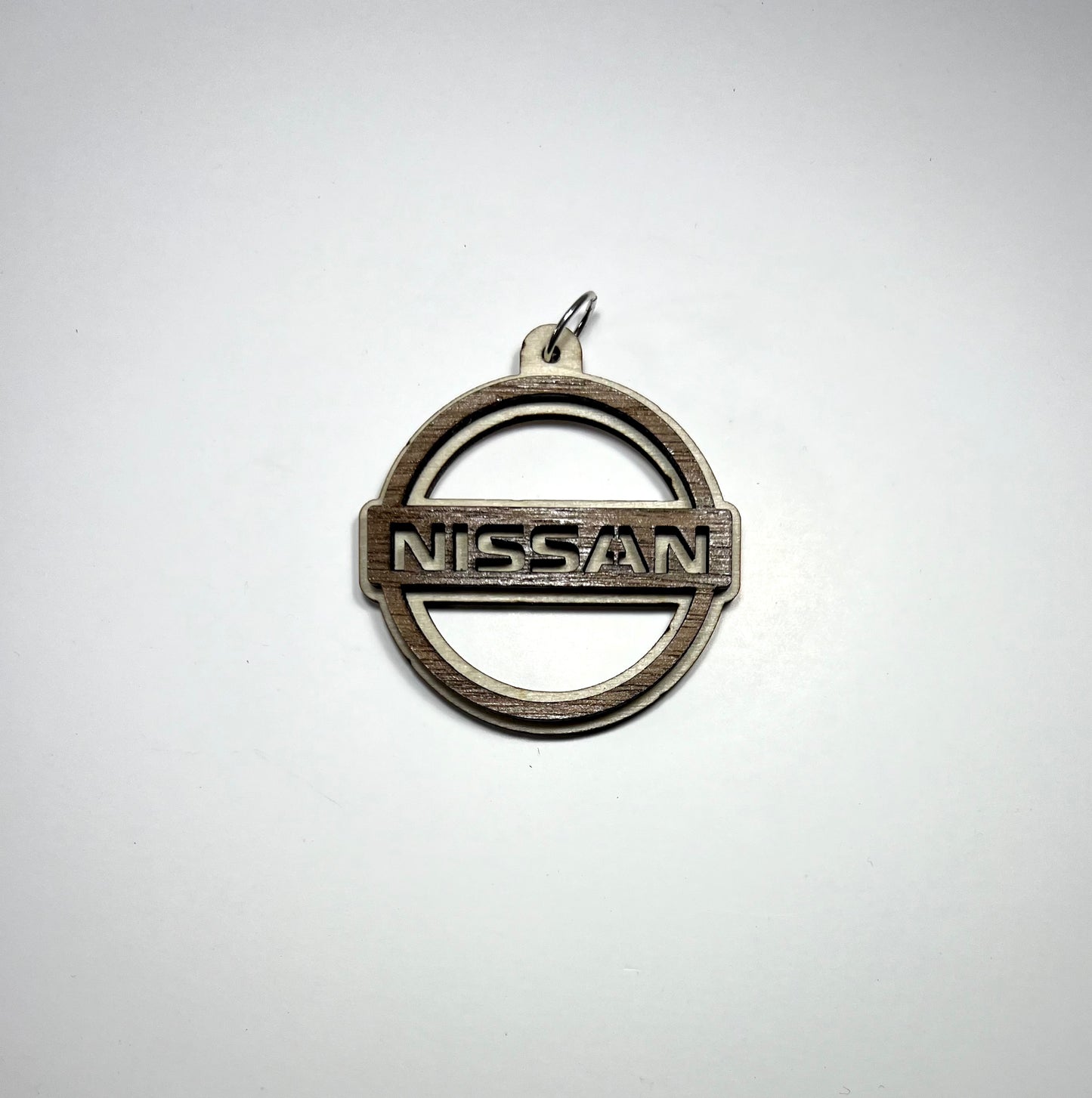 Layered Walnut & Basswood Car Logo Keychain