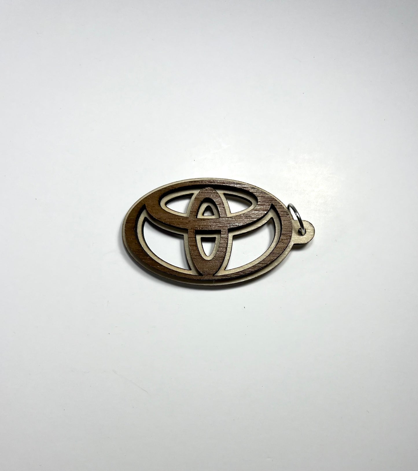 Layered Walnut & Basswood Car Logo Keychain