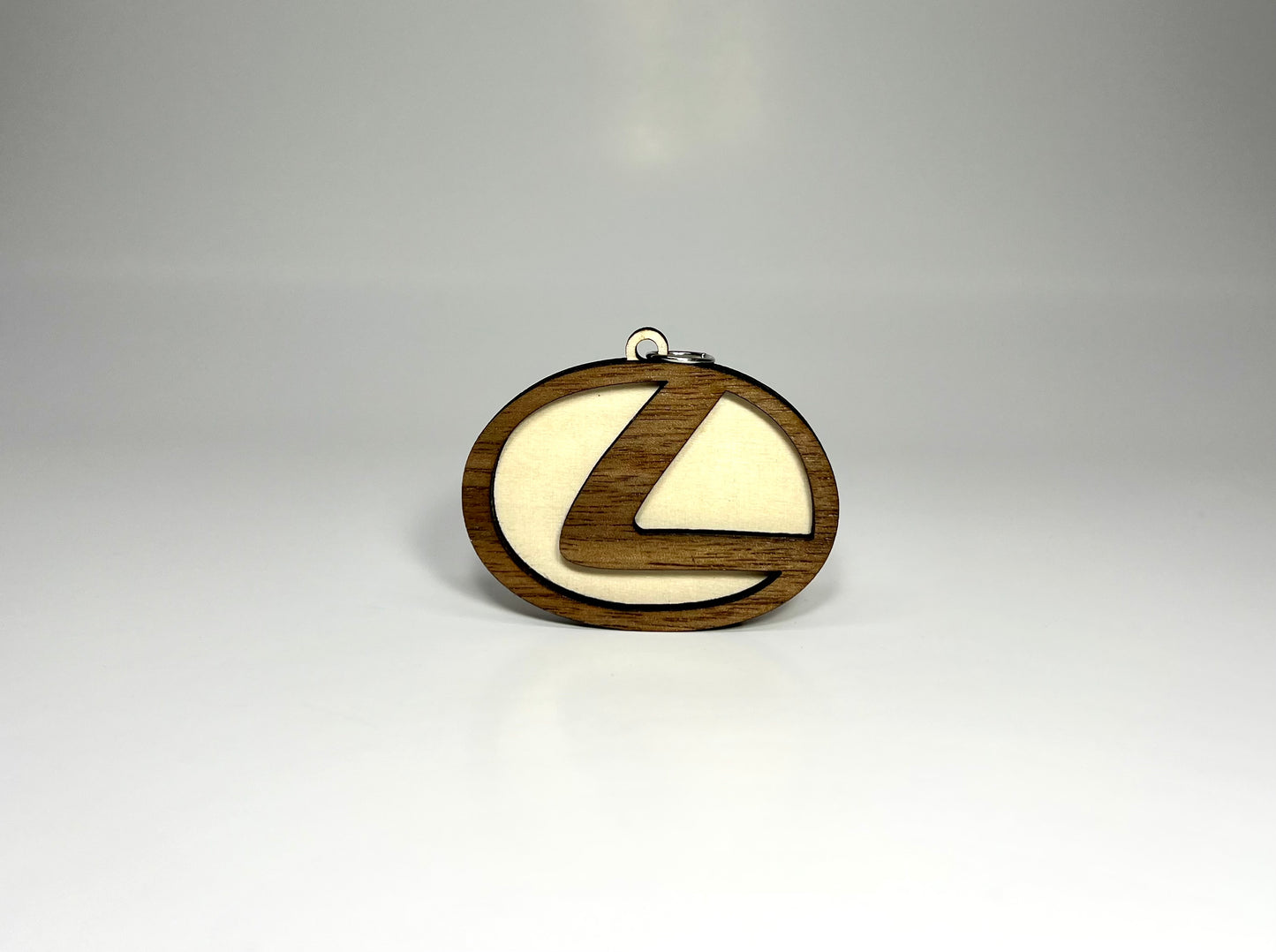 Layered Walnut & Basswood Car Logo Keychain