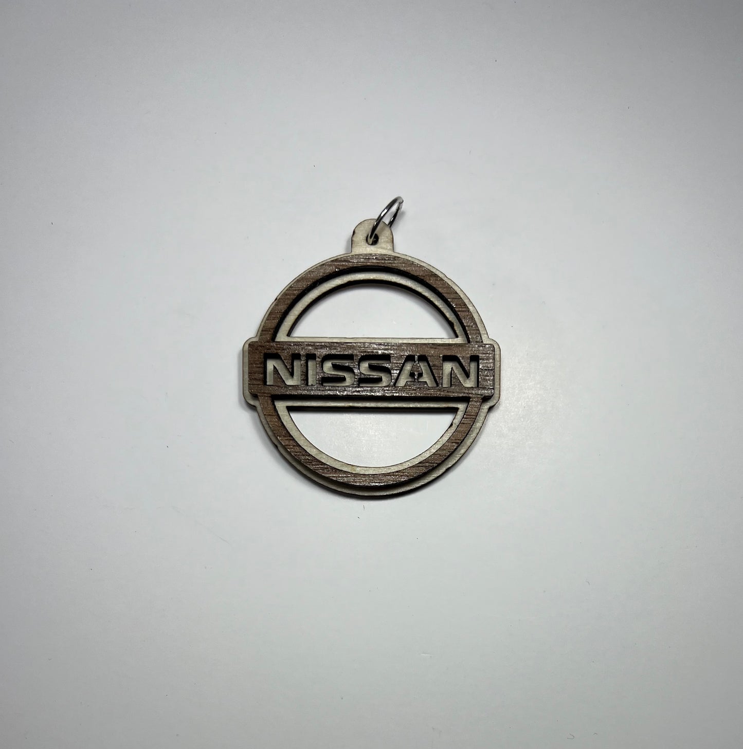 Layered Walnut & Basswood Car Logo Keychain