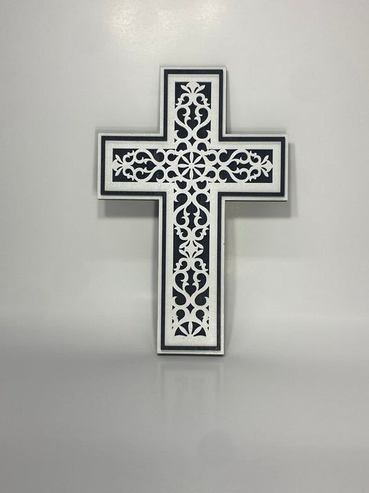 7” Basswood Cross Magnet– Layered Filigree Design